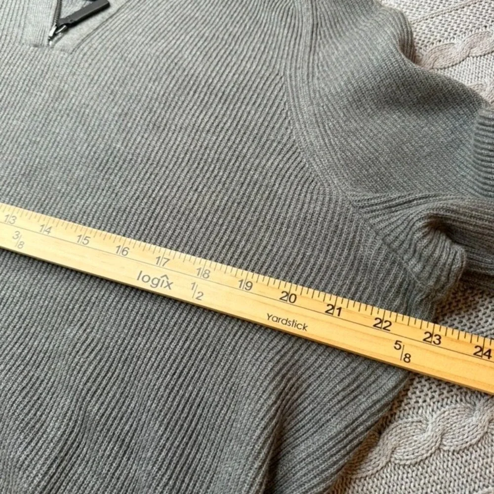 Banana Republic Supima Cotton Quarter Zip Mens L Gray Classic Old Money Preppy